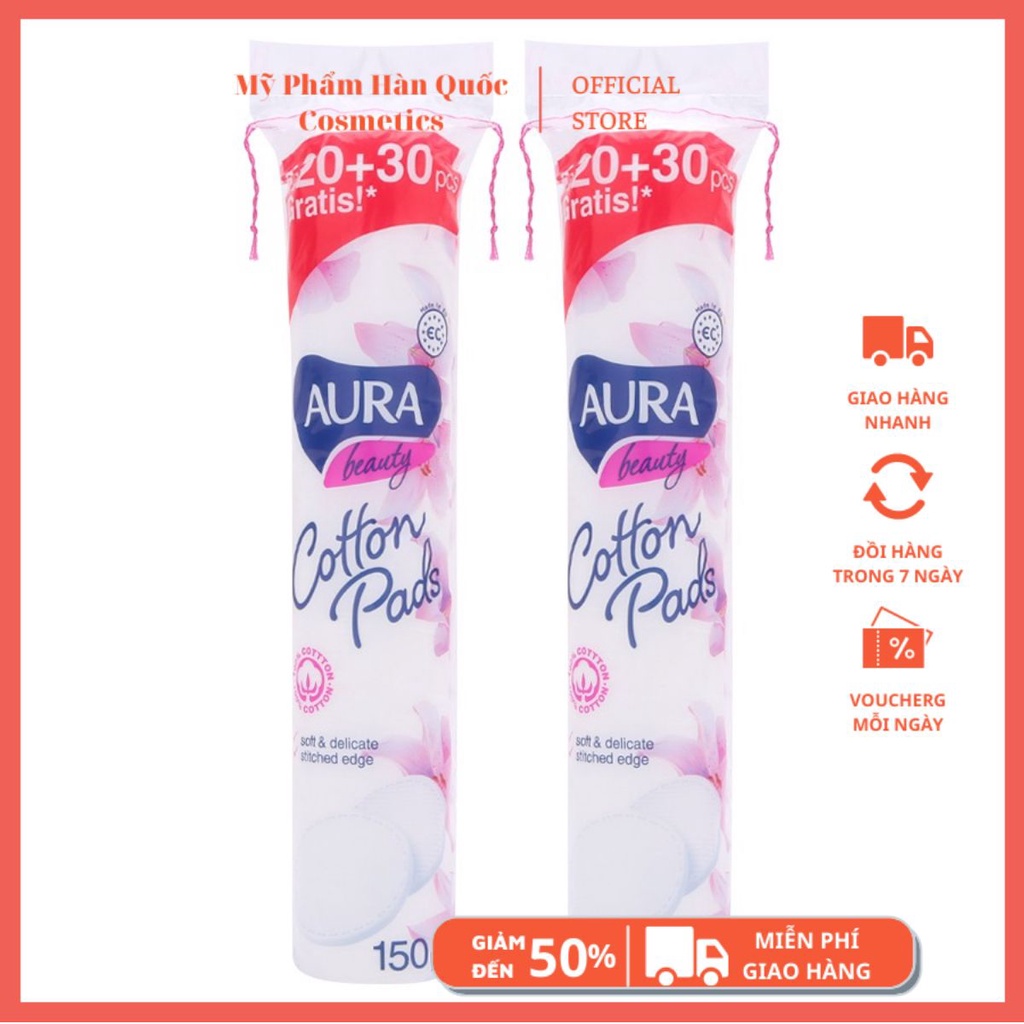 BÔNG TẨY TRANG AURA COTTON PADS 150 MIẾNG