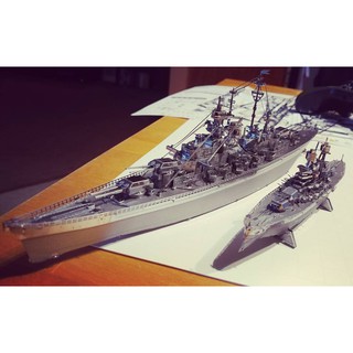 Chưa Ráp Mô Hình Thép 3D Tàu Chiến Thiết Giáp Hạm Hải Quân Đức Piececool Bismarck Battleship