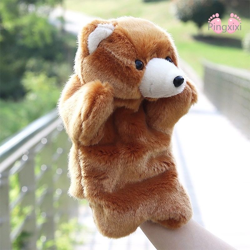 Pingxixi Soft Plush Toys Hand Puppets Cute Cartoon Zoo Friends Animals Bear Doll Educational Puppets Bear Cute Christmas Gifts For Adults And Kids