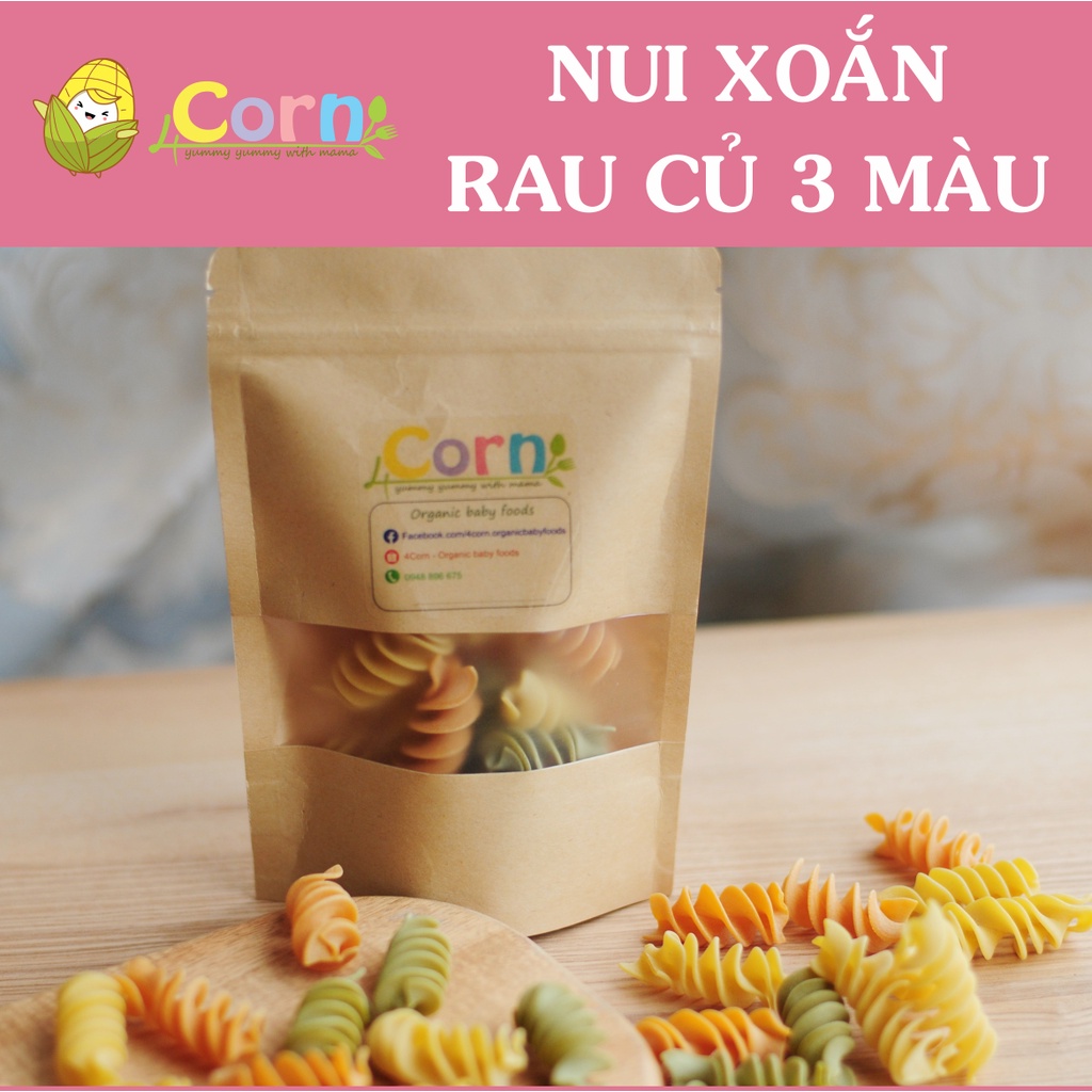 Mì nui xoắn rau củ 3 màu Bartolini 400g