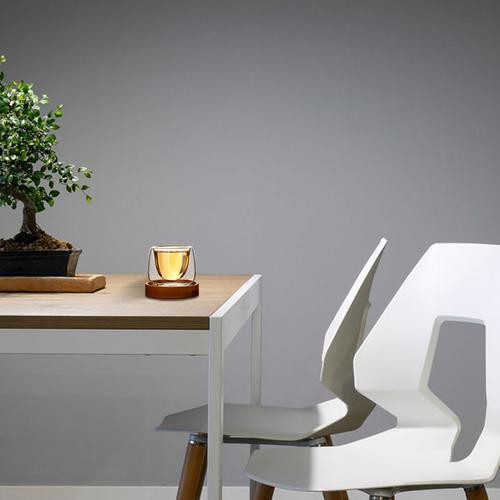 Cốc uống trà thủy tinh 2 lớp chịu nhiệt 80ml kèm khay gỗ