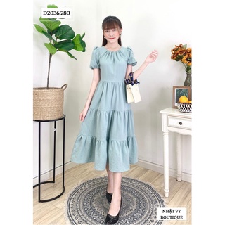 Đầm maxi 3 tầng xếp ly cổ tròn - NHATVY D2036