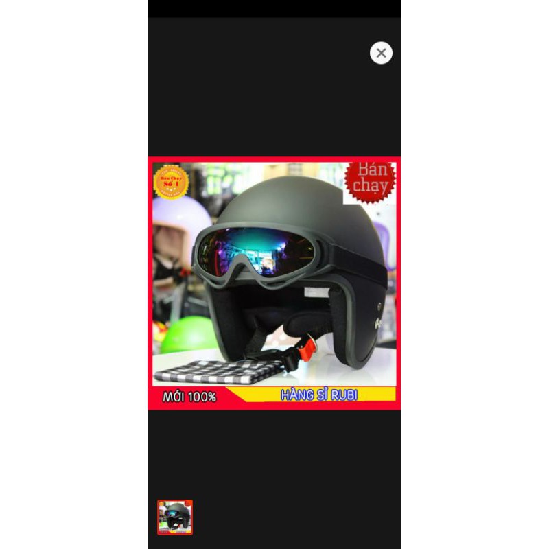 Mũ bảo hiểm 3/4 đen trơn - nón bảo hiểm 3/4 đen trơn