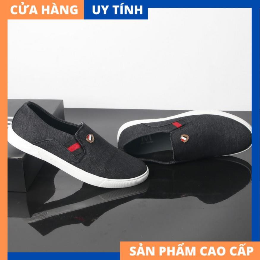 Giày lười vải nam đen đế trắng siêu đẹp VP361 Gấu Nâu [HÀNG CAO CẤP] | BigBuy360 - bigbuy360.vn