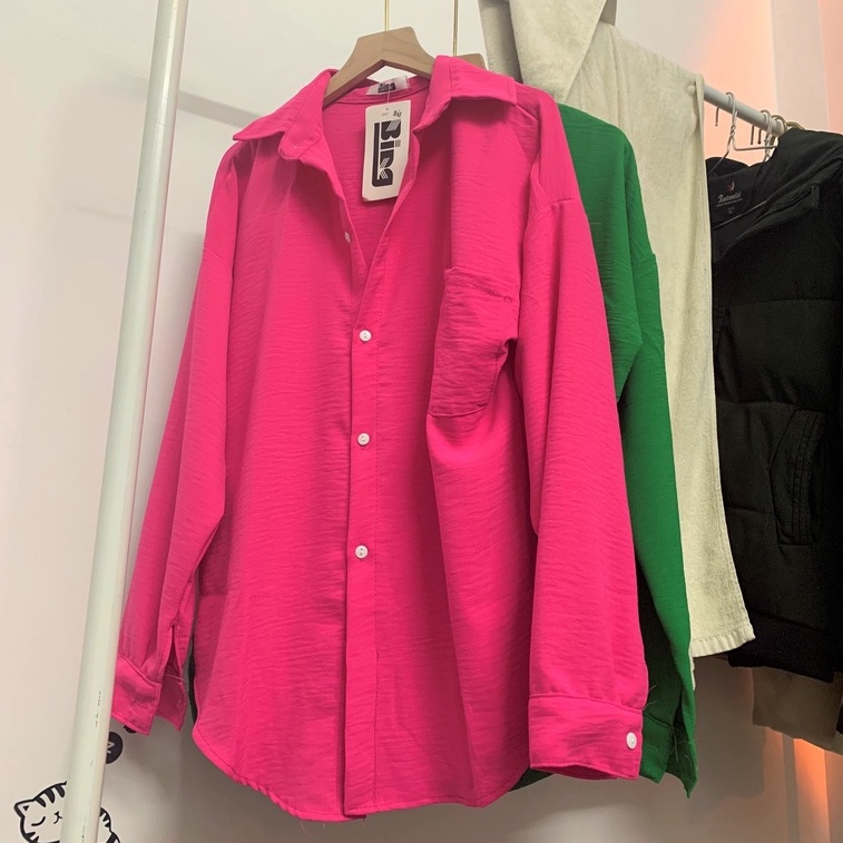 Áo sơ mi nữ vintage dài tay có túi ngực vải đũi cao cấp Bingshop