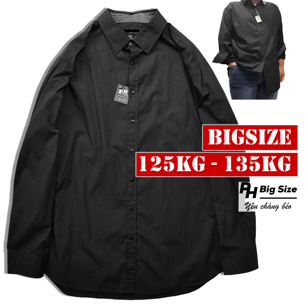 Bigsize nam | Áo Somi ngoại cỡ 125kg-135kg dài tay chấm bi cổ bẻ ngoại cỡ | PH Big Size | A23