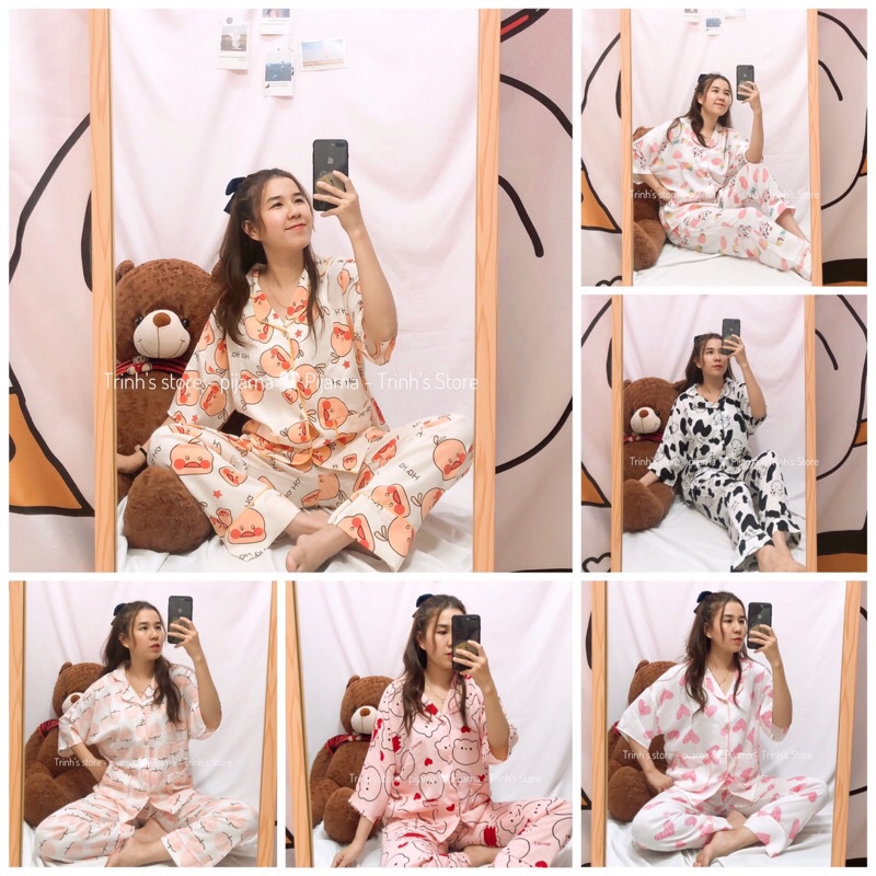 Đồ bộ pijama cánh dơi lụa mango form freesize mặc siêu mát ko bí ko nóng [ hình shop chụp ]
