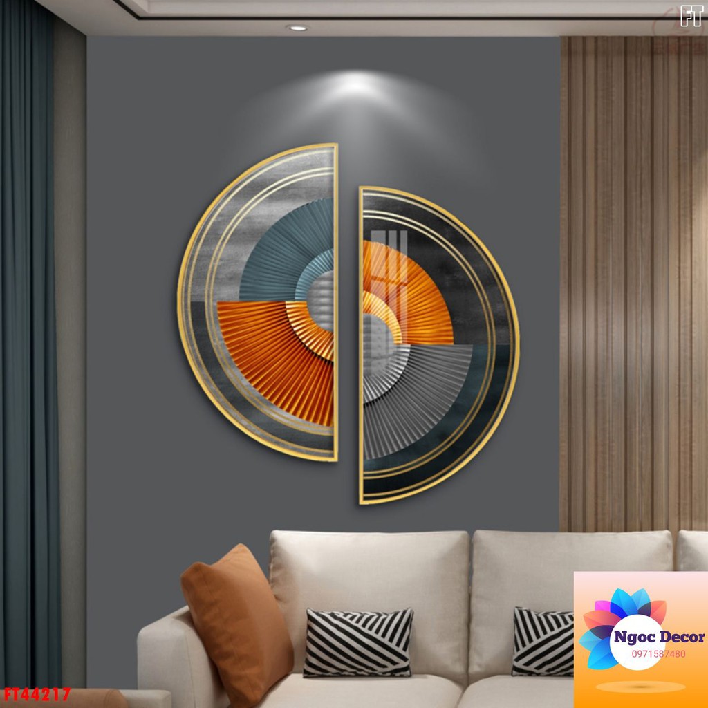 Xả tranh tráng gương bán nguyệt - Ngoc Decor giảm giá kịch sàn các mẫu tranh treo tường, trang trí phòng khách