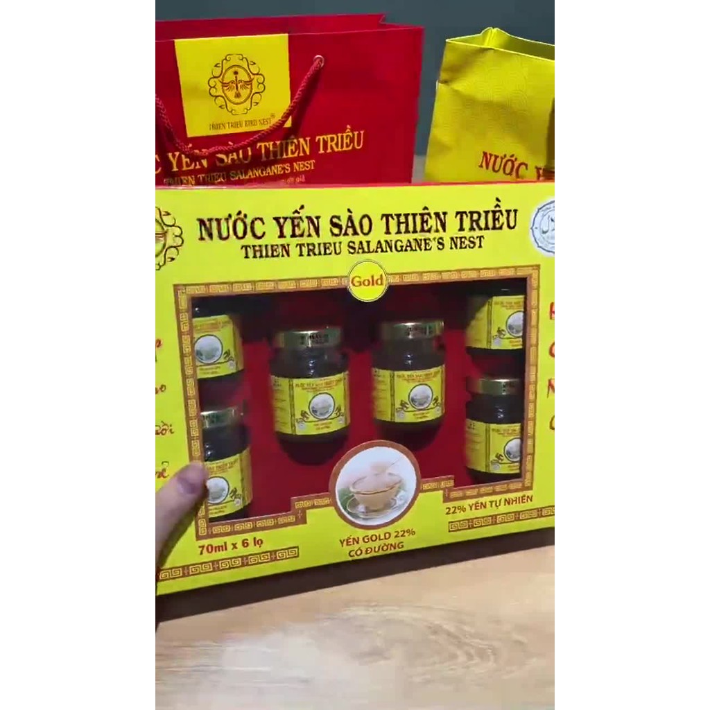 Nước Yến Sào Thiên Triều Chưng Đường Phèn 22% Yến Tươi Cao Cấp Hộp 6 lọ