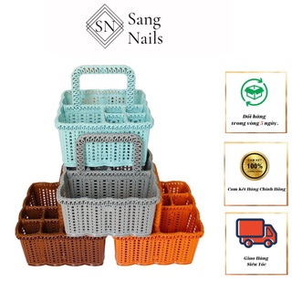 [Tiện Lợi] Rổ nhựa vuông mây đan 6 ngăn tiện lợi trong ngành nails.