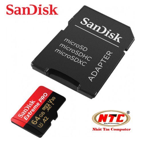 Thẻ Nhớ MicroSDXC SanDisk Extreme Pro V30 U3 4K A2 64GB R170MB/s W90MB/s (Đen đỏ)