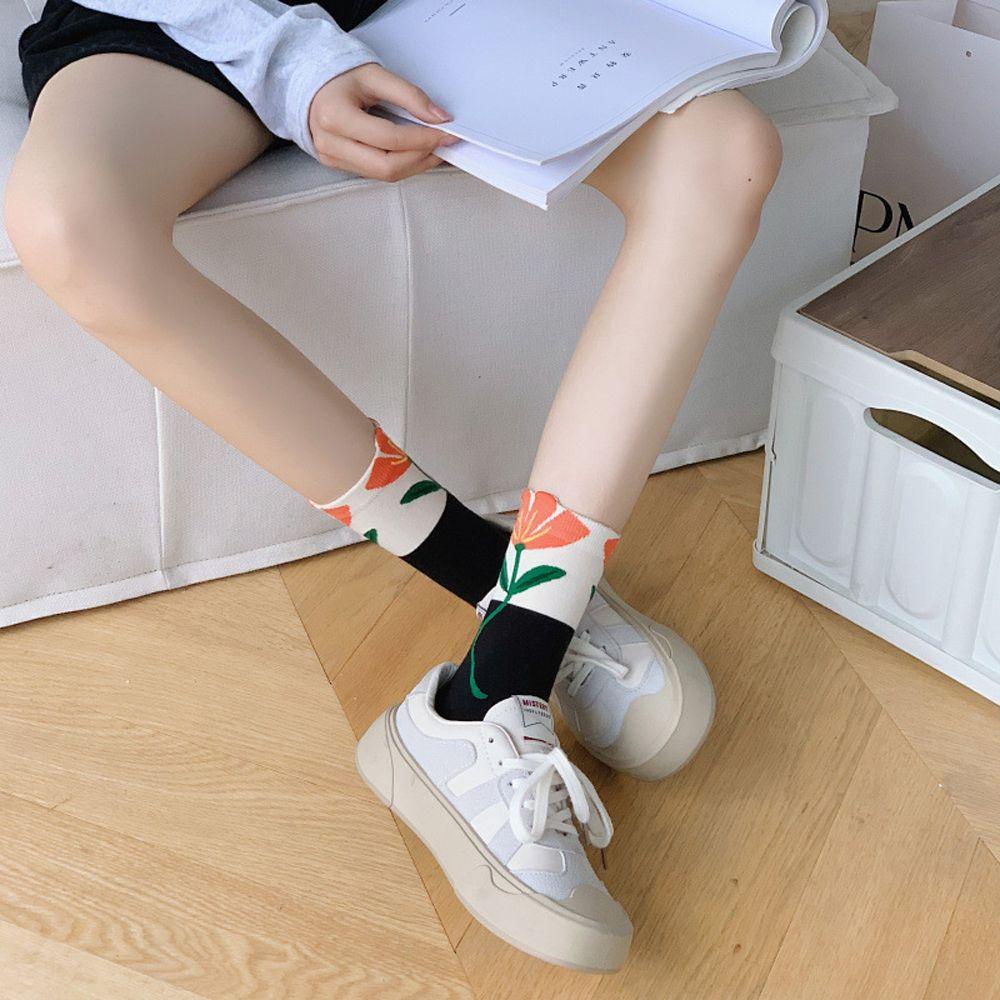 NICKOLAS Đôi Vớ Họa Tiết Hoa Tulip Thời Trang Sành Điệu Cho Nữ