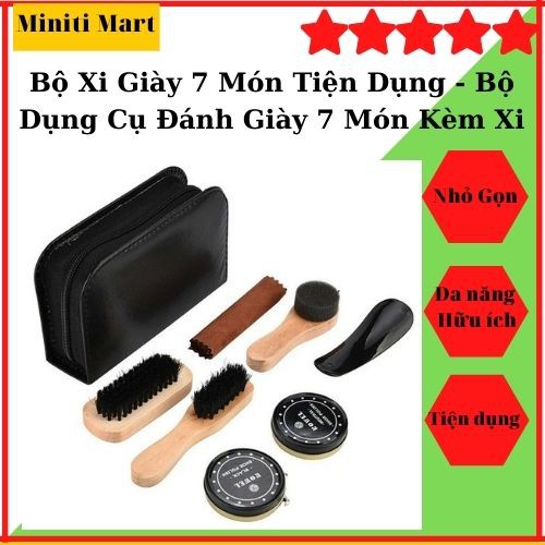 Bộ Xi Đánh Giày 7 MónTiện Dụng - Bộ Dụng Cụ Đánh Giày 7 Món Kèm Xi - Bộ Đánh Giày Dép, Đồ Da,Túi Xách