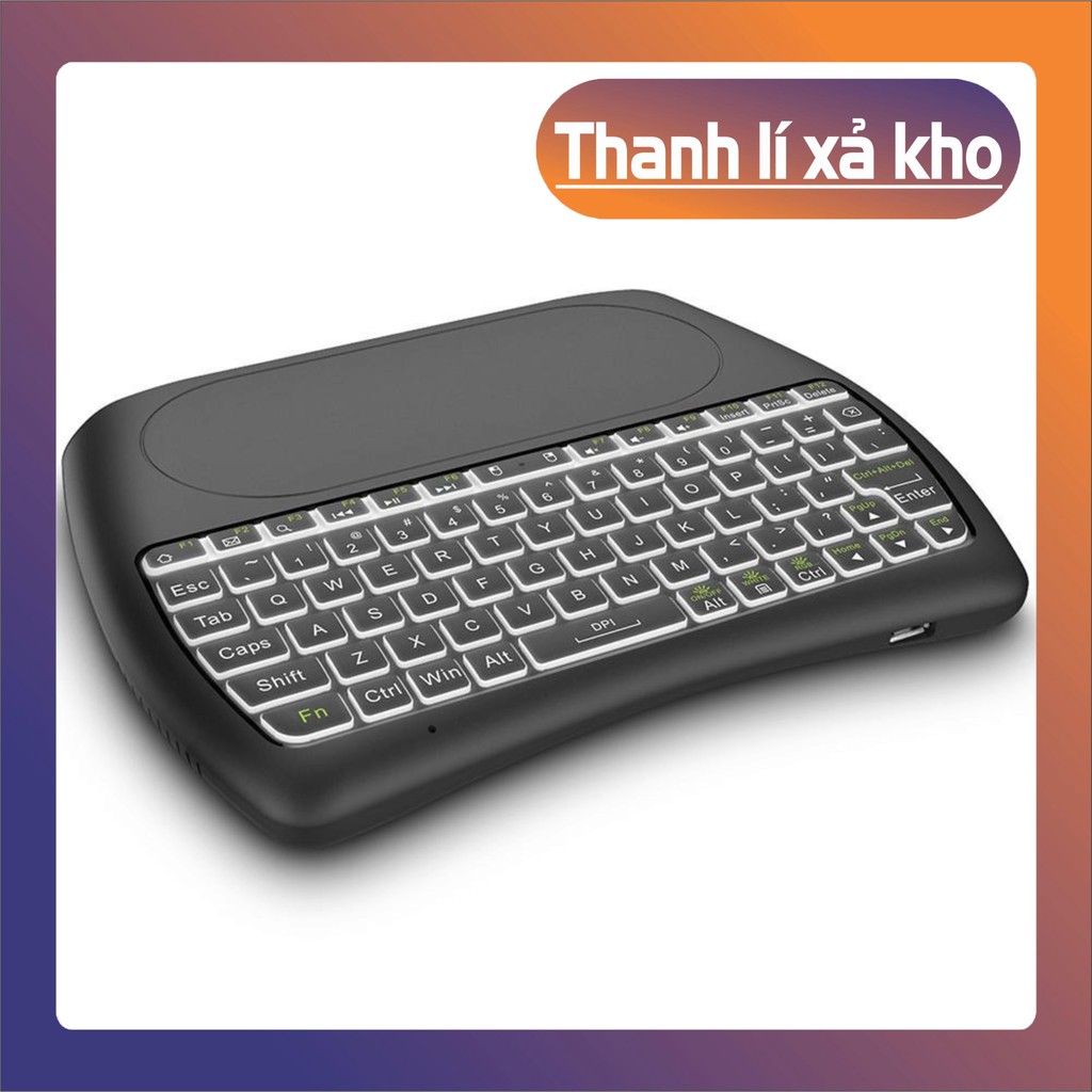 (Thanh Lý) Bàn Phím Mini Không Dây D8 2.4G, Bộ Điều Khiển Touchpad Kèm Đèn Nền