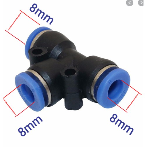 Cút nối nhanh chữ T ống 6mm, 8mm, 10mm, 12mm