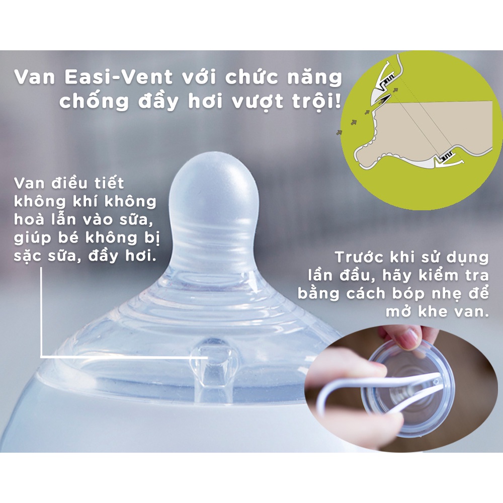 Bình sữa ty siêu mềm tự nhiên Tommee Tippee Closer to Nature 260ml, núm ty đi kèm 3-6 tháng - Silver