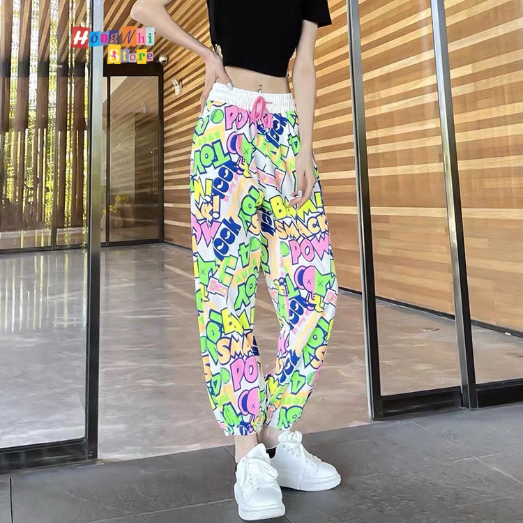 Quần Hoạt Hình Dài Bo Lai Snack Pow Cartoon Pant V2 Oversize Ulzzang Unisex - MM