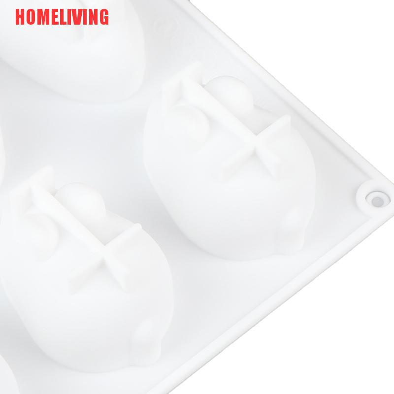 Khuôn Silicone Làm Bánh Mousse 6 Ngăn Tạo Hình Thỏ 3D Tiện Dụng