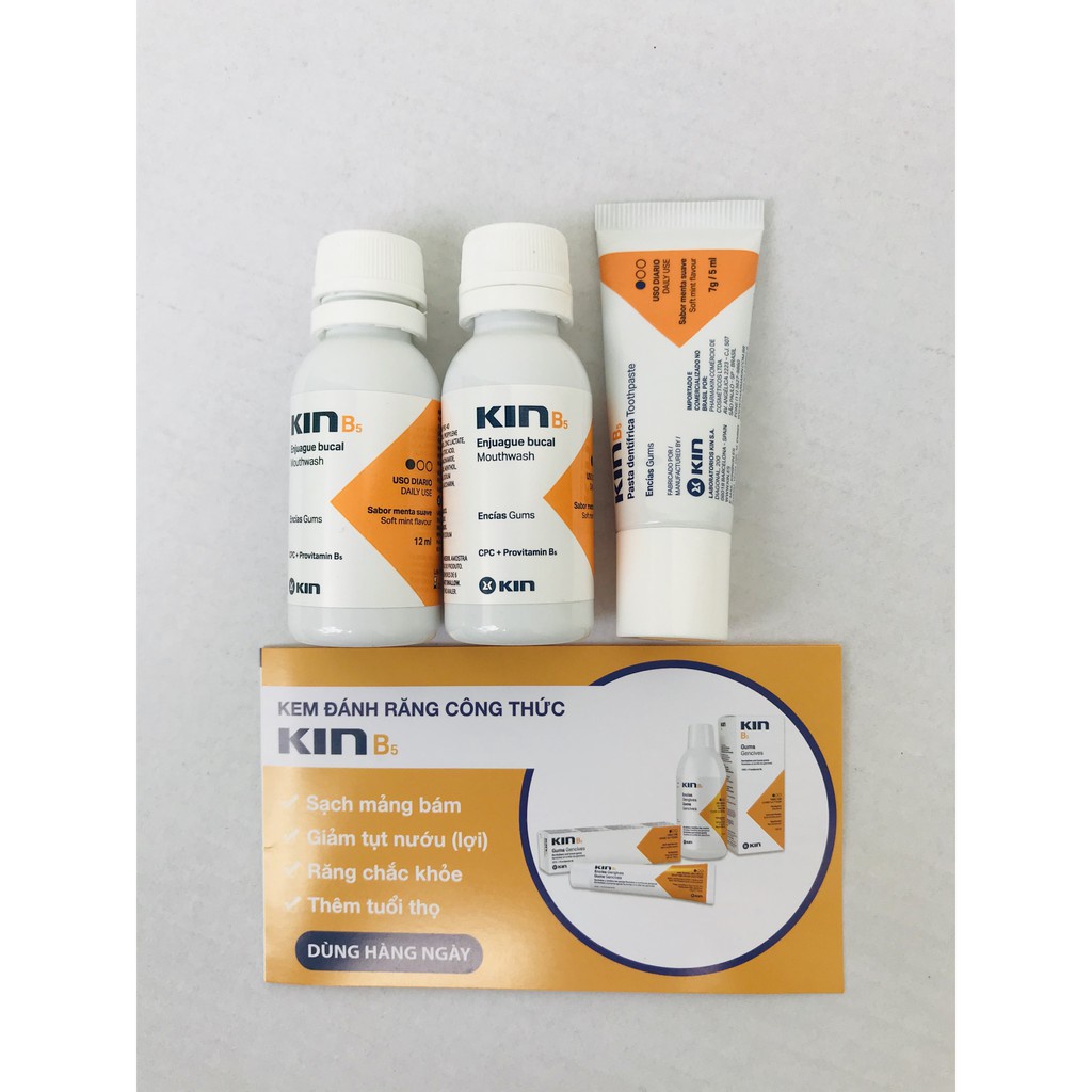 COMBO 10 NƯỚC SÚC MIỆNG kIN B5 12ML + 10 KEM ĐÁNH RĂNG KIN B5 7G (mini size)