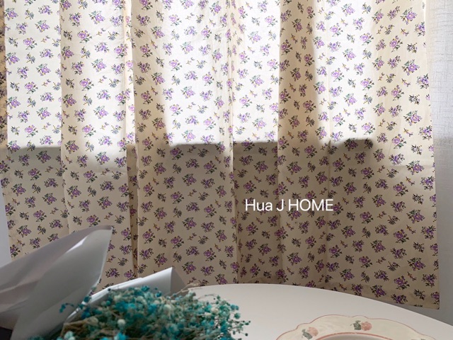 Rèm cửa hoa nhí tím phong cách Hàn Quốc , chống nắng cao cấp, màn vải treo tường trang trí decor phòng ngủ