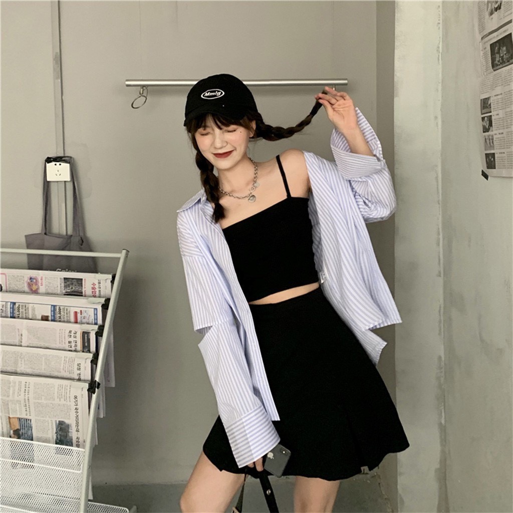 ÁO HAI DÂY THUN GÂN 100 COTTON CROPTOP BODY DÁNG ÔM NỮ | BigBuy360 - bigbuy360.vn