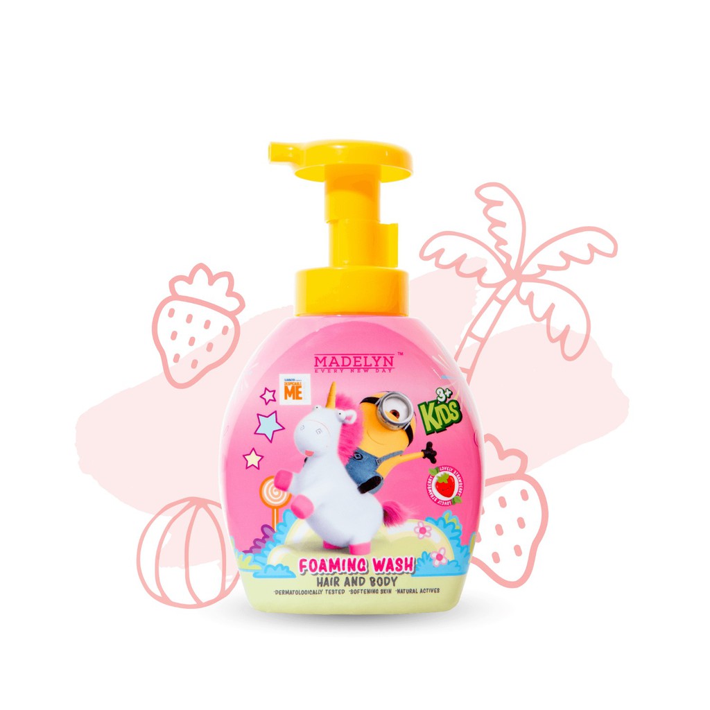 Sữa Tắm Gội Tạo Bọt Toàn Thân Cho Bé Madelyn Minions Foaming Wash Strawberry Hương Dâu Tây 350ml