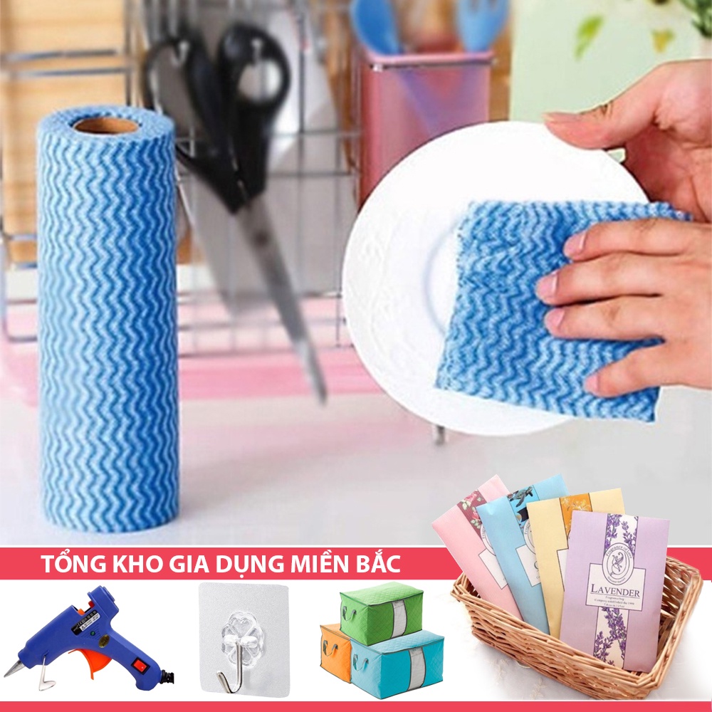 [Tổng Kho Sỉ] Cuộn 50 CHIẾC KHĂN Lau Vải Không Dệt Đa Năng Smart Home Loại Dày NHIỀU MÀU - Có Thể Giặt Lại