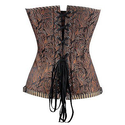 Áo corset cúp ngực sọc nâu