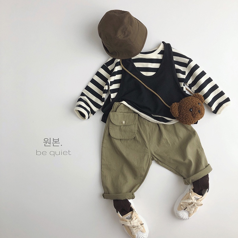 Áo thun dài kẻ sọc Hàn Quốc phù hợp bé trai bé gái size 80-120