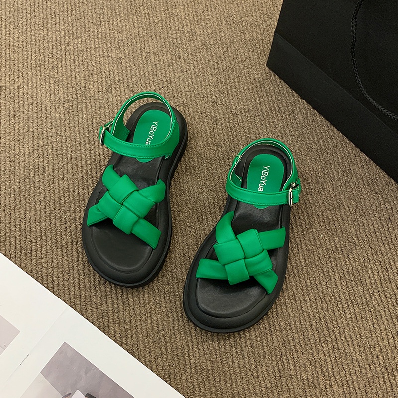 Xăng đan IELGY mũi tròn đan dây khóa cài thời trang dành cho nữ