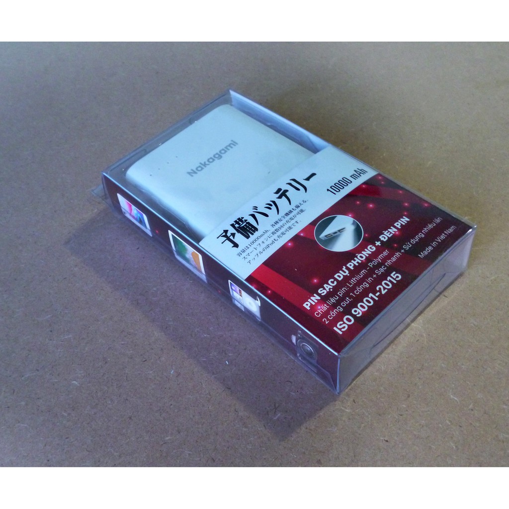 Pin sạc dự phòng 10000mAh Nakagami công nghệ Nhật Bản tích hợp đèn Flash - TẶNG KÈM cáp sạc nhanh IPhone | Vạn Tín Store