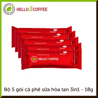 Bộ 5 gói Cafe sữa hòa tan 3in1 Hello 5 Coffee - 18g/Gói