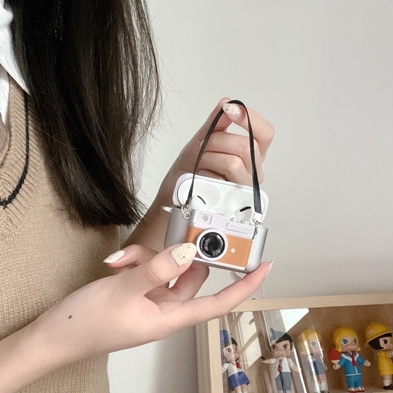 Case Airpod 1/2/Pro/3 Trơn Hình Máy Ảnh Phát Sáng