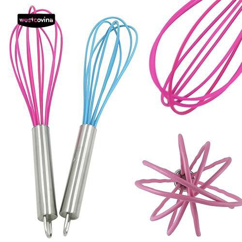 Useful Home Blender Silicone Stainless Steel Whisk Mixer Egg Beater Tool