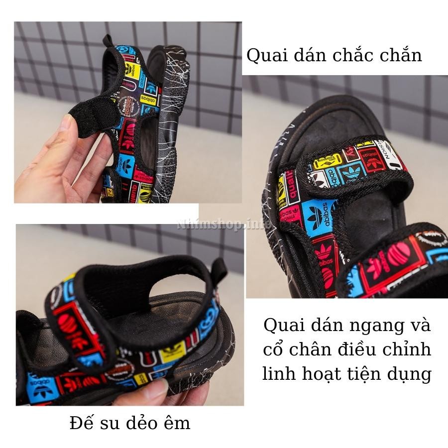 Dép sandal quai ngang cho bé trai 3 - 12 tuổi abibas có quai hậu phù hợp trẻ em học sinh đi học đi biển êm nhẹ ST80