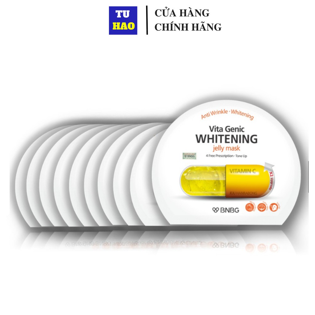 Combo 10 Mặt nạ giấy dưỡng da Màu Vàng BNBG Vita Genic Whitening Jelly Mask (Vitamin C) 30ml x10