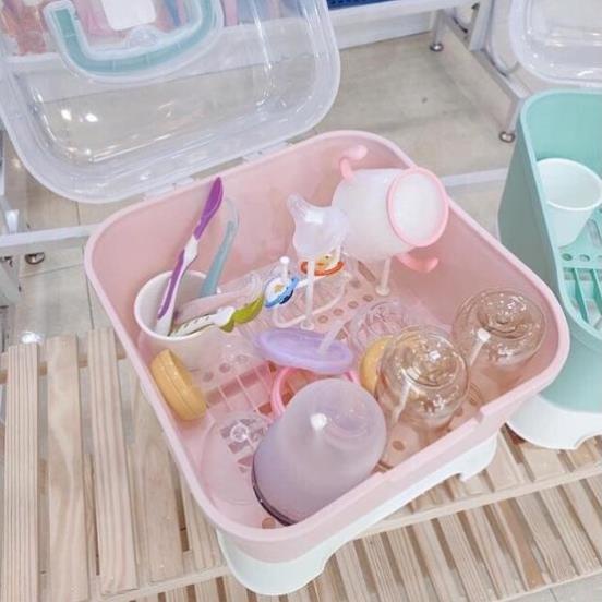 KỆ RỔ ÚP CHÉN ĐĨA ĐỒ DÙNG ĂN UỐNG CÓ NẮP ĐẬY CHỐNG CÔN TRÙNG, CHỐNG BÁM BỤI - TẶNG KÈM GIÁ ÚP BÌNH SỮA