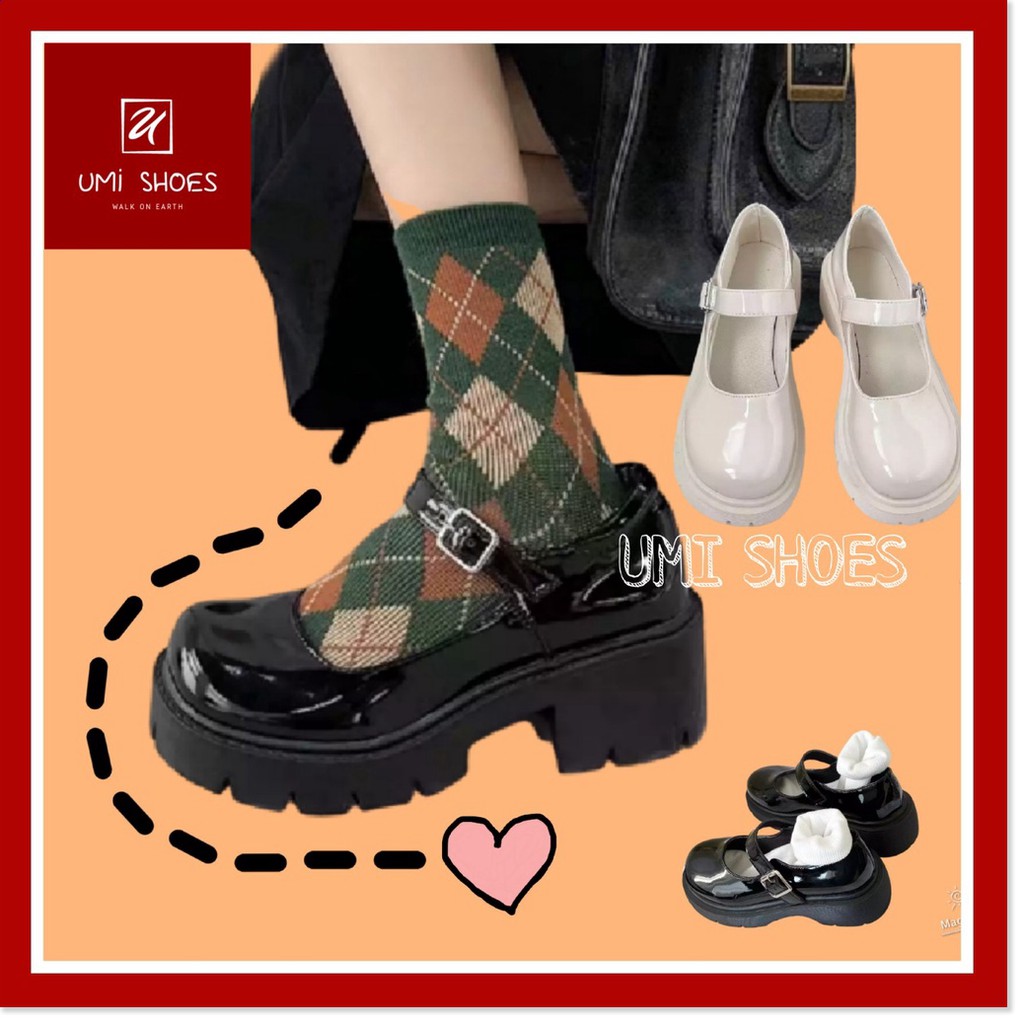 Giày LOLITA Nữ Da Bóng, Da Lì ulzzang phong cách Hàn quốc mary quai cài đế cao cá tính năng động mới hot