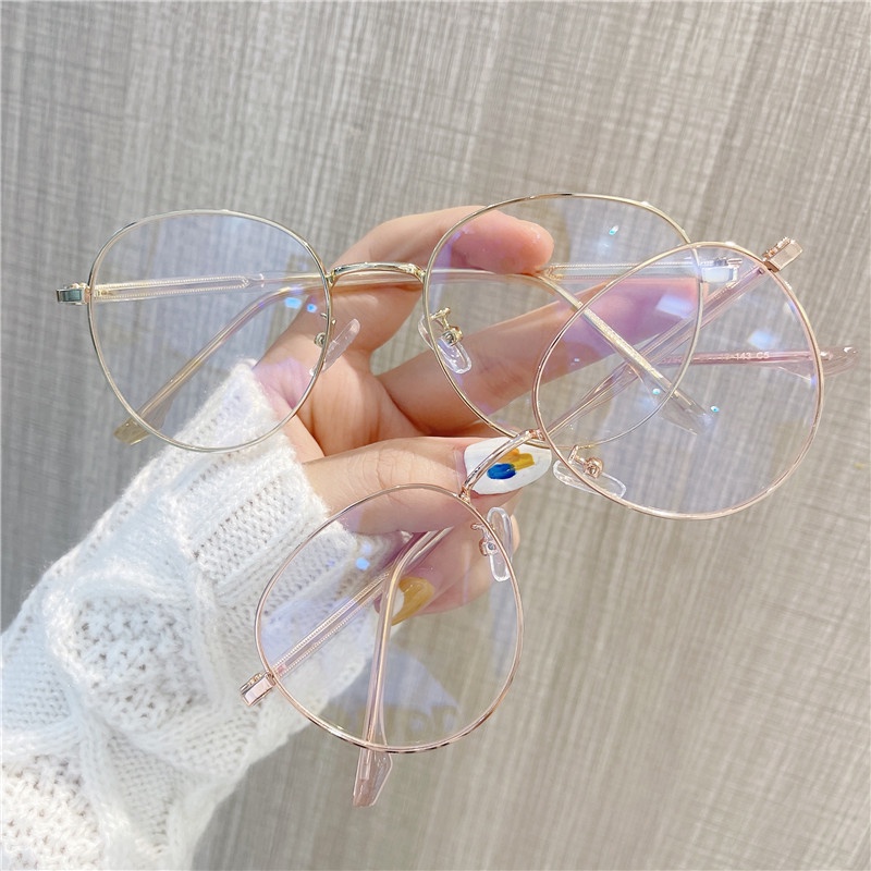 Gọng Kính cận thị kim loại VIENDO tròng tròn đổi màu chống ánh sáng xanh tia uv cao cấp thời trang cho nam nữ