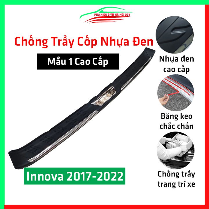 Ốp chống trầy cốp ngoài nhựa đen Innova 2017-2020 Mẫu 1 Cao Cấp hàng loại 1 dán cốp sau chống xước trang trí xe