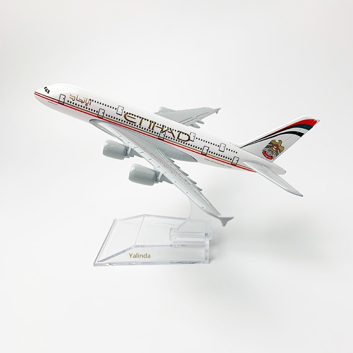 Yalinda Etihad Airways A380 16cm mô hình máy bay bộ dụng cụ trẻ em Đồ chơi sinh nhật mẫu máy bay