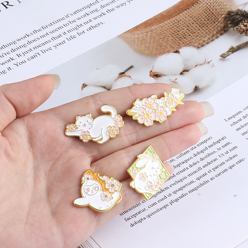 Trâm Cài Áo Hình Thỏ Mèo Dễ Thương Phong Cách Nhật Bản