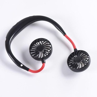 Quạt đeo cổ mini đeo vai chính hãng tích điện USB thể thao đầu gió đôi cầm tay sạc pịn quạt vòng cổ thông gió du lịch.