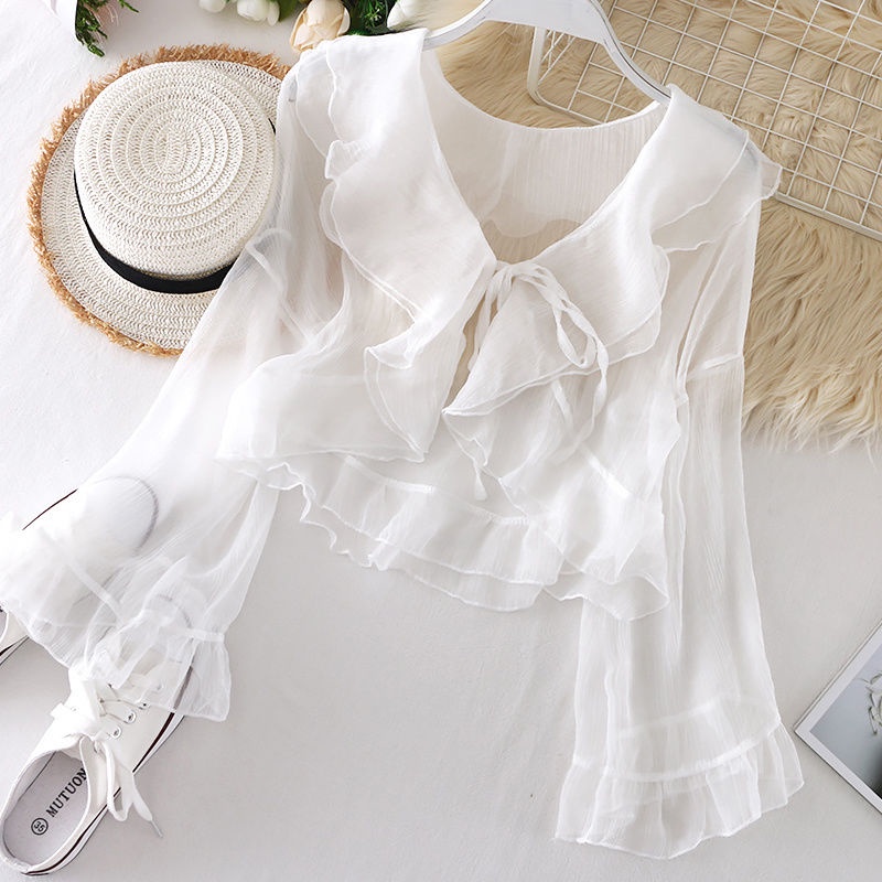 Áo Khoác Cardigan Chống Nắng Tay Loe Cột Dây Dễ Thương