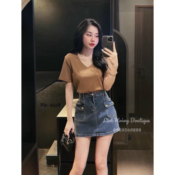 Chân váy jean khuy túi hàng QCL1