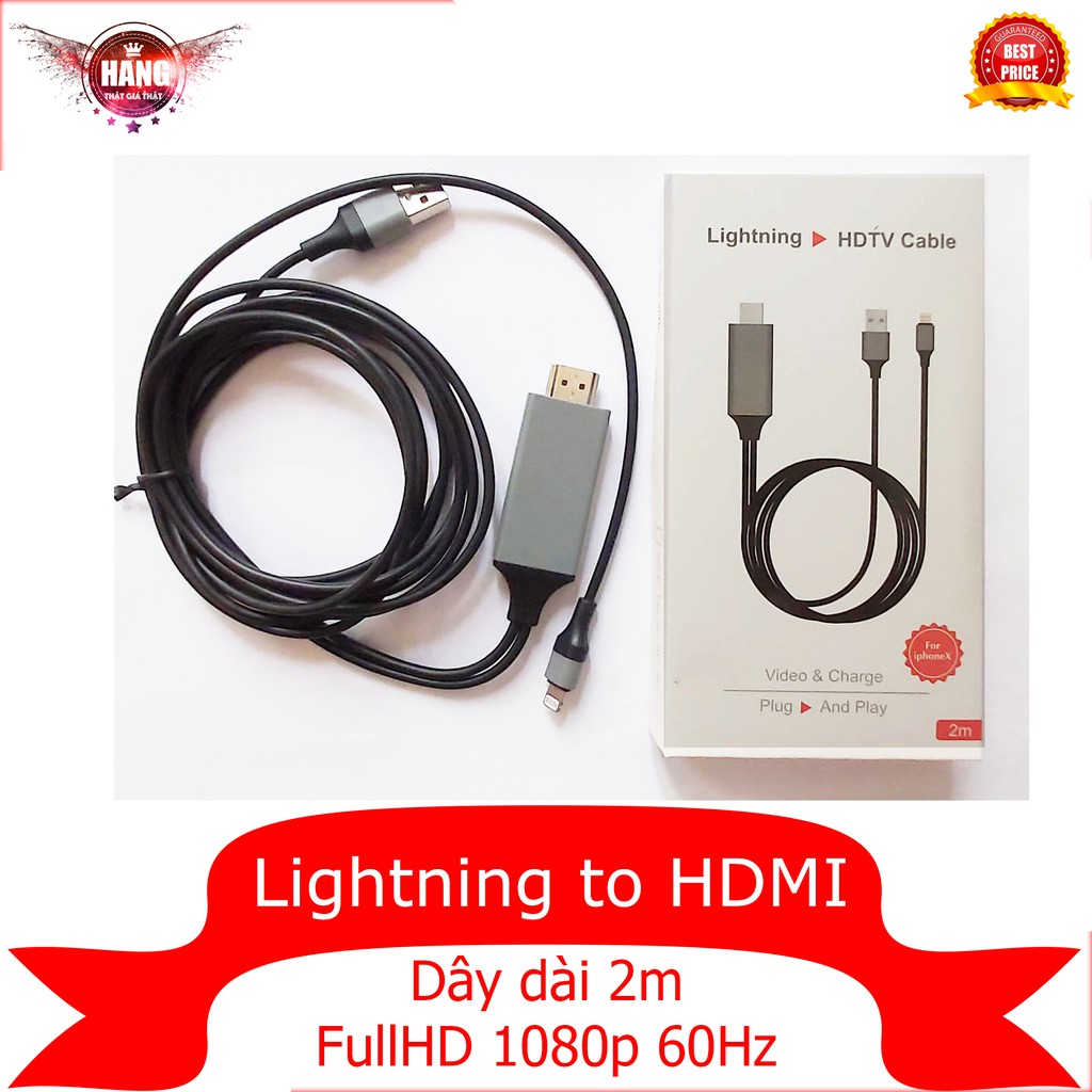 Cáp lightning MHL cho iPhone, iPad hỗ trợ ios 13.7 dài 2m