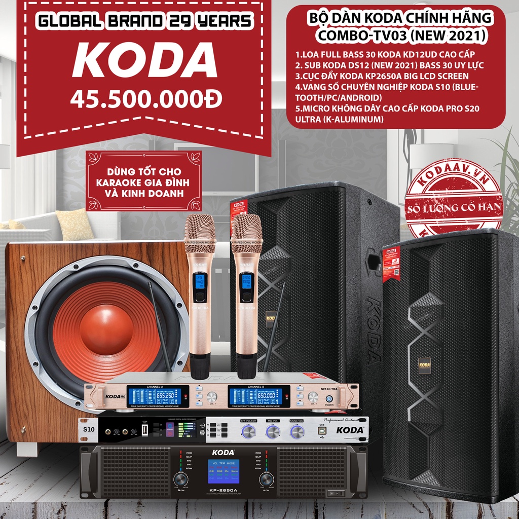 Bộ dàn loa KODA chính hãng Combo-TV03 New 2021