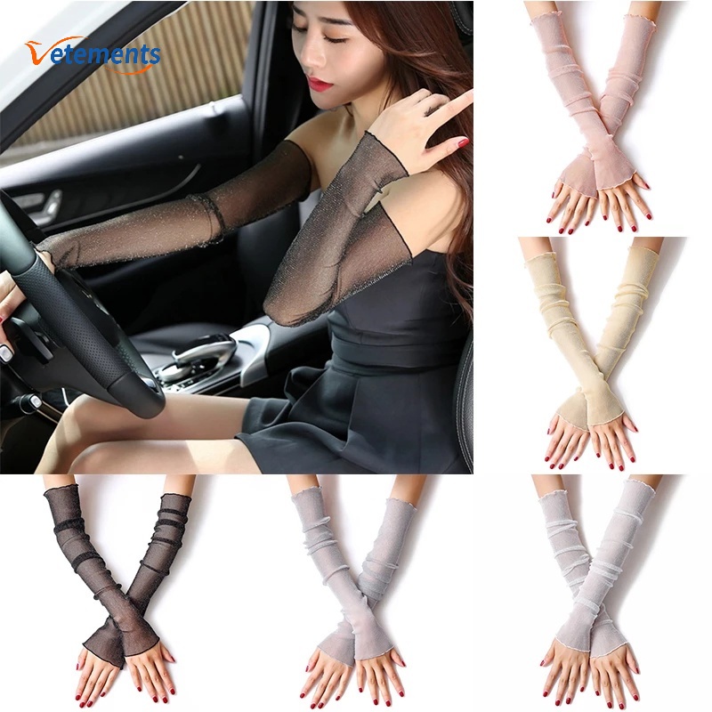 Cặp Găng Tay Vải Lưới Chống Nắng Chống Tia UV Dành Cho Nữ