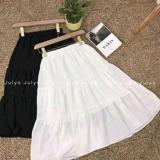 Chân váy thô 3 tầng chất von đẹp, chân váy nữ, váy tầng bèo, chân váy vintage có 2 màu trắng đen HBKA5569