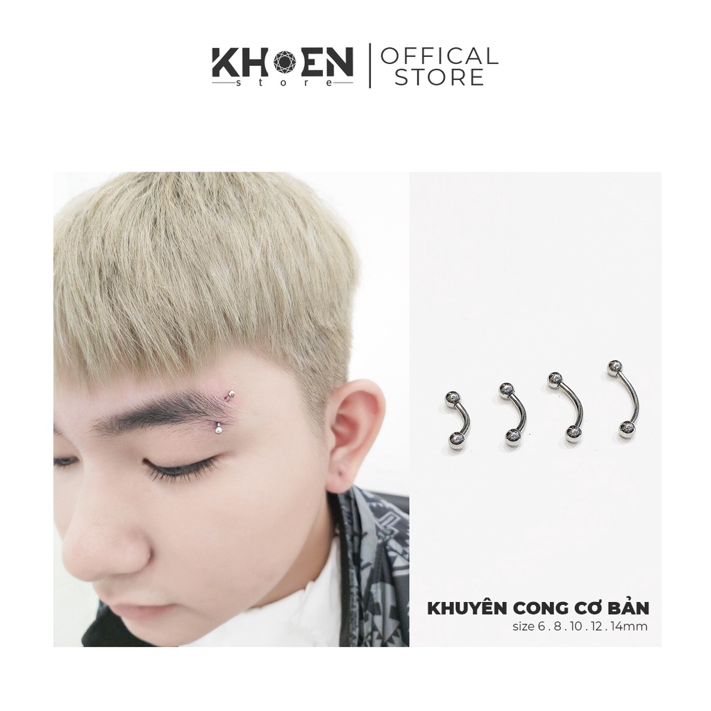 Khuyên tai Cong hạt bi vị trí Chân mày, rook, daith - Khoen Store